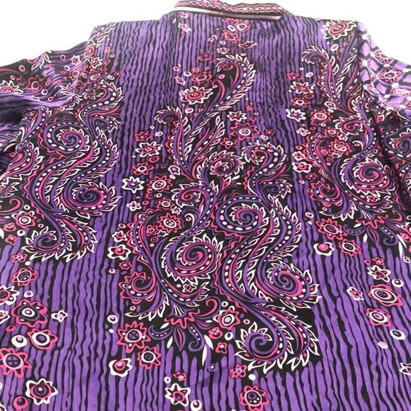 100 % silk Bob Mackie womens button up blouse size M - Picture 16 of 16